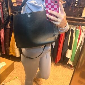 MCM Black Leather Shoulder Bag